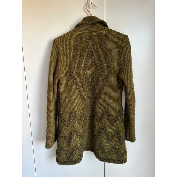 Anthropologie Angel of the North Womens Cardigan Size Large Green Wool Chevron - Picture 6 of 9